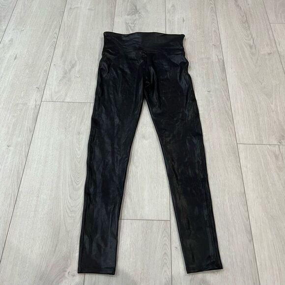 Spanx Womens Black Faux Leather Leggings Size L - Picture 2 of 8